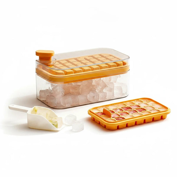 Press Type Ice Cube Tray With Storage Container