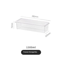 OptiLair clear rectangular 1300ml stackable food storage container with lid and dimensions for kitchen organization.