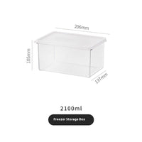 OptiLair clear 2100ml stackable kitchen food storage container with lid and dimensions for pantry organization.